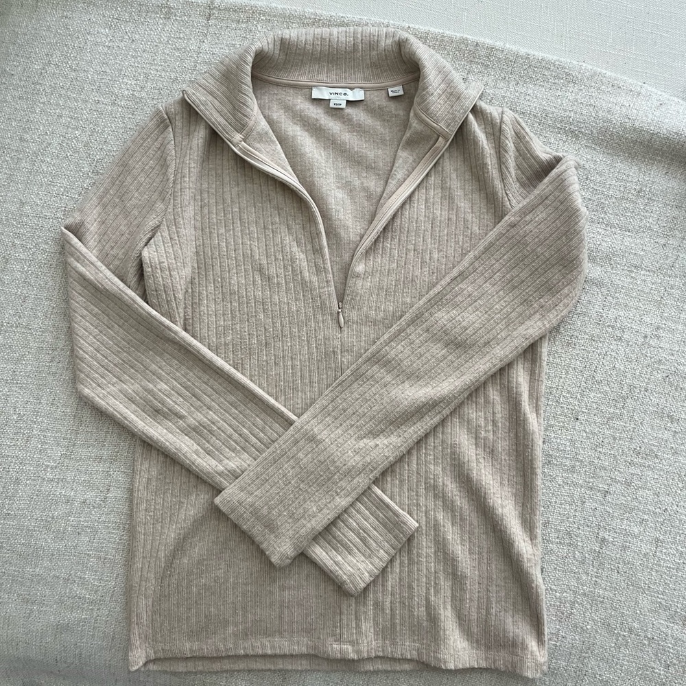 Vince half zipped ribbed sweater